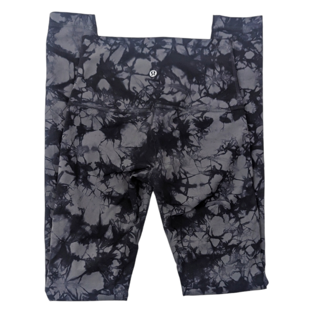 Lululemon Wunder Under Tie Dye Leggings Shibori Black Grey Womens 4 - Picture 5 of 9